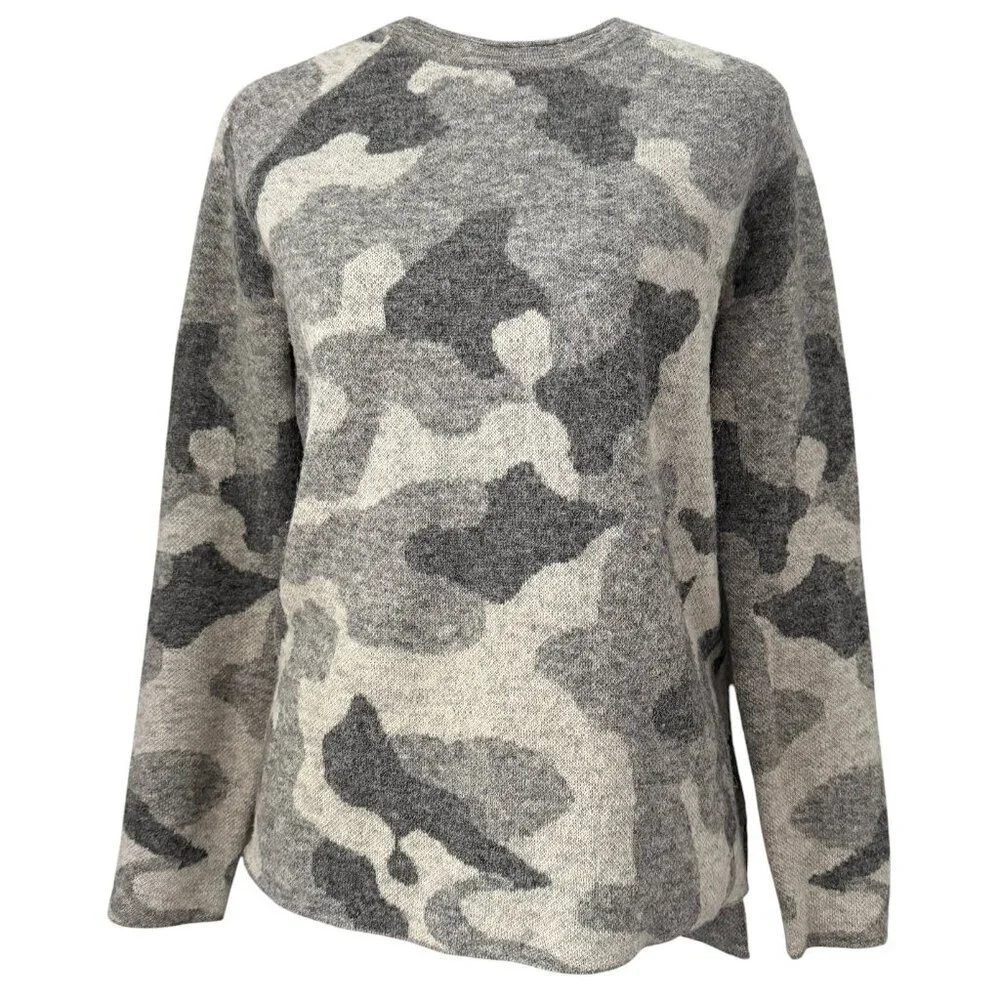 ATHLETA Undercover Camo Pullover Sweater Gray Alpaca Wool XS